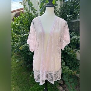 Beth Michaels Soft Pink Lace open shirt blouse